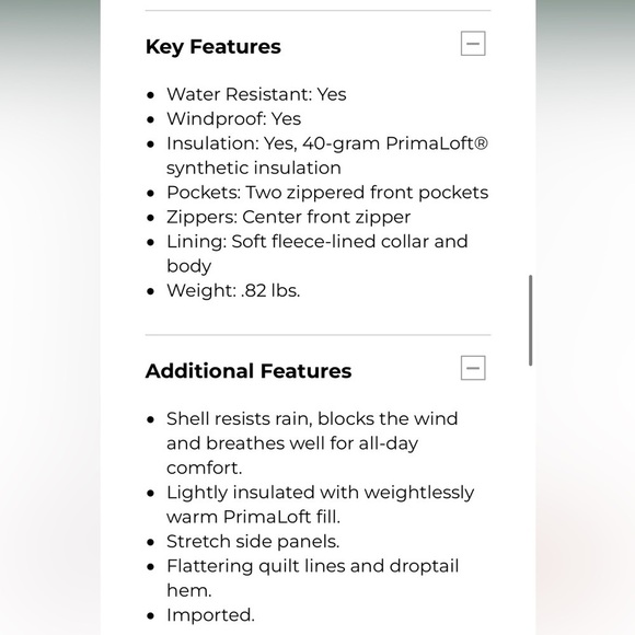 L.L. Bean Women's Fleece-Lined PrimaLoft Vest Gray Size Medium Regular - Picture 6 of 12